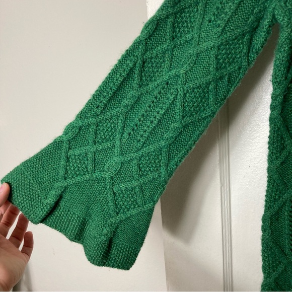 Juicy Couture green merino wool cashmere cable knit sweater S - Picture 6 of 10